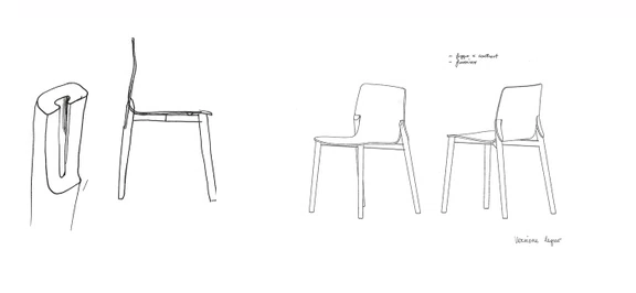 Patrick Norguet's sketches of the kayak seat